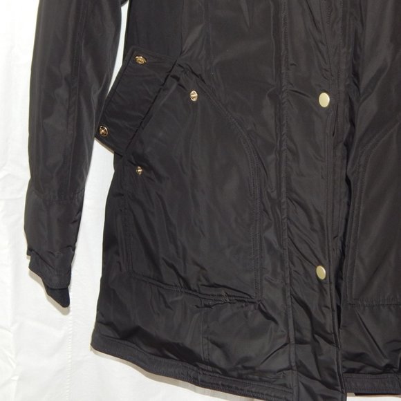 NB Series Nicole Benisti CLAREMONT Shearling Trim Down Parka Coat Black LRG NWT - Picture 12 of 14